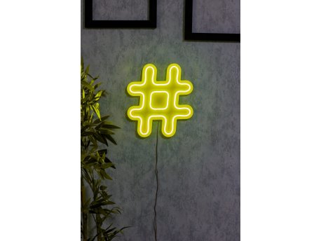 WALLXPERT Zidna LED dekoracija Hashtag Yellow