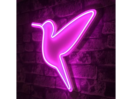 WALLXPERT Zidna LED dekoracija Little Bird Pink