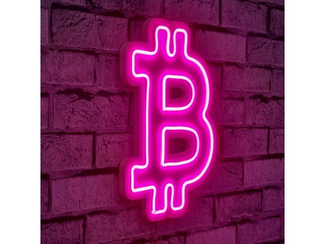 WALLXPERT Zidna LED dekoracija Bitcoin Pink