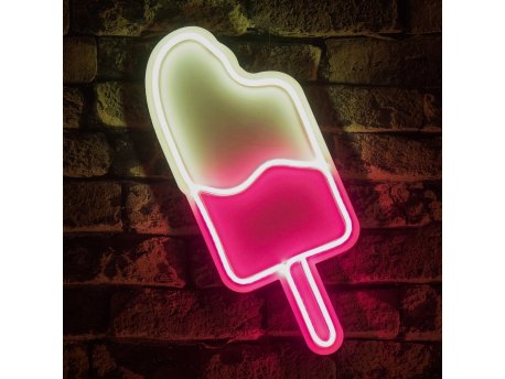 WALLXPERT Zidna LED dekoracija Ice Cream White Pink