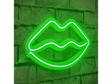 WALLXPERT Zidna LED dekoracija Lips Green