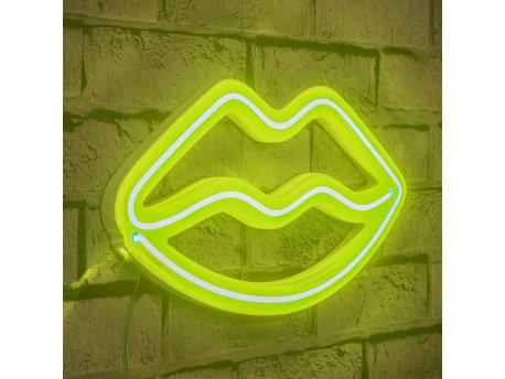 WALLXPERT Zidna LED dekoracija Lips Yellow