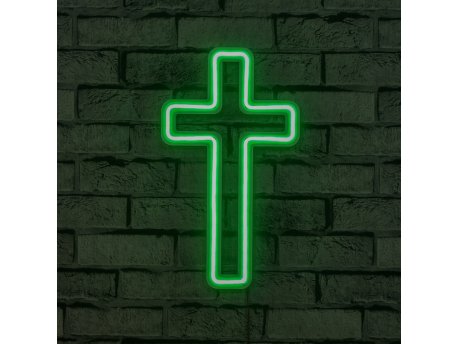 WALLXPERT Zidna LED dekoracija Cross Sign Green