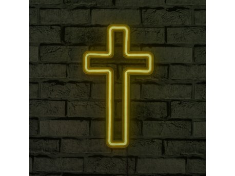 WALLXPERT Zidna LED dekoracija Cross Sign Yellow