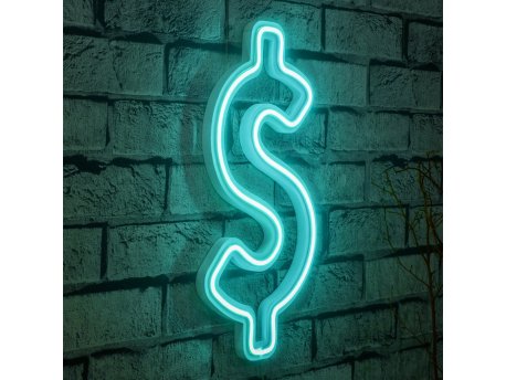 WALLXPERT Zidna LED dekoracija Dollar Sign Blue