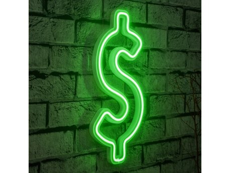 WALLXPERT Zidna LED dekoracija Dollar Sign Green