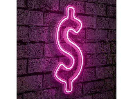 WALLXPERT Zidna LED dekoracija Dollar Sign Pink