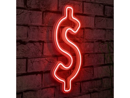 WALLXPERT Zidna LED dekoracija Dollar Sign Red