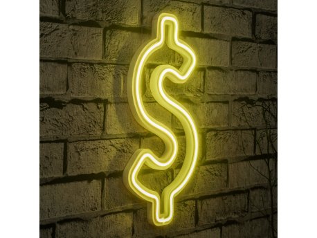 WALLXPERT Zidna LED dekoracija Dollar Sign Yellow