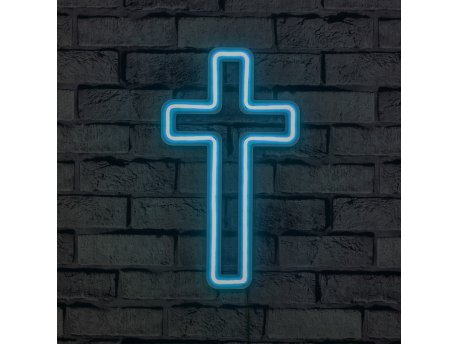WALLXPERT Zidna LED dekoracija Cross Sign Blue