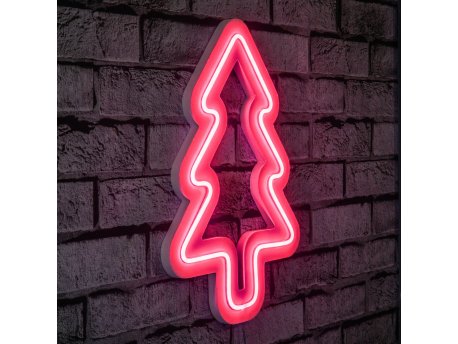 WALLXPERT Zidna LED dekoracija Christmas Pine Pink