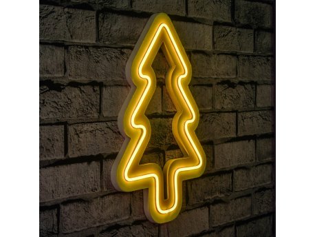 WALLXPERT Zidna LED dekoracija Christmas Pine Yellow