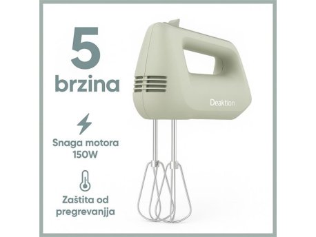 Deaktion Električni ručni mikser 150W, 5 brzina, Pastelno zelena