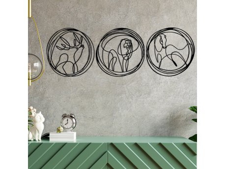 WALLXPERT Zidna dekoracija Deer Lion Horse