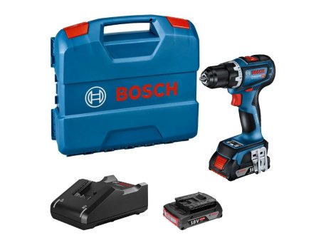 BOSCH plavi alat GSR 18V-90 C akumulatorska bušilica/odvrtač; 2x2,0 Ah + plastični kofer 06019K6020