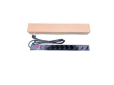 GEMBIRD Razvodni PDU panel za rack 19 in, sa 10 uticnih mesta, kabl 2m (aluminijum)