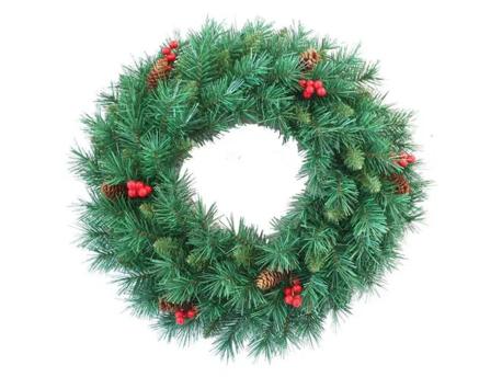 Denis Božićni venac za vrata, zeleni, češeri, bobice, 30 cm