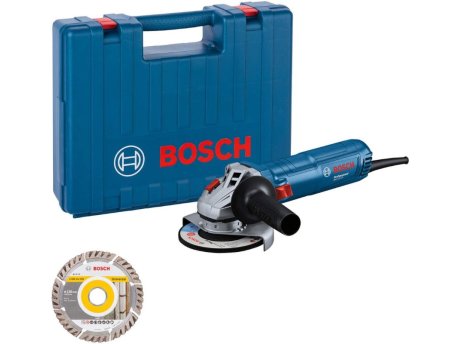 BOSCH plavi alat Mala ugaona brusilica GWS 12-125 u koferu, 125mm + dijamantska rezna ploča, 06013A6102