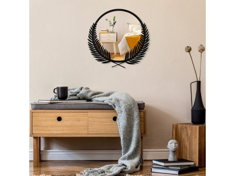 WALLXPERT Dekorativno ogledalo Palm Mirror L Black