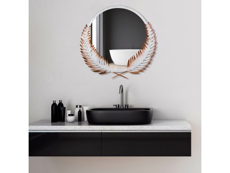 WALLXPERT Dekorativno ogledalo Palm Mirror L Brown White