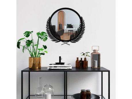 WALLXPERT Dekorativno ogledalo Palm Mirror M Black