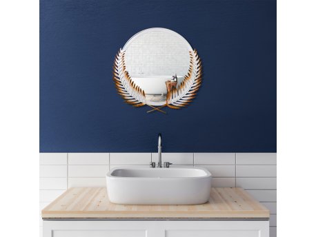 WALLXPERT Dekorativno ogledalo Palm Mirror M Brown White