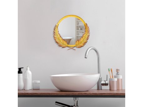 WALLXPERT Dekorativno ogledalo Palm Mirror M Gold