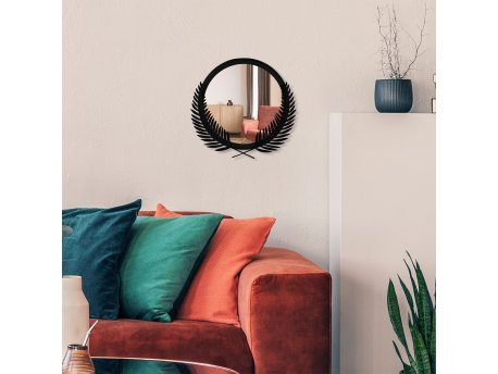 WALLXPERT Dekorativno ogledalo Palm Mirror S Black