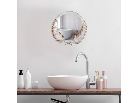 WALLXPERT Dekorativno ogledalo Palm Mirror S Brown White