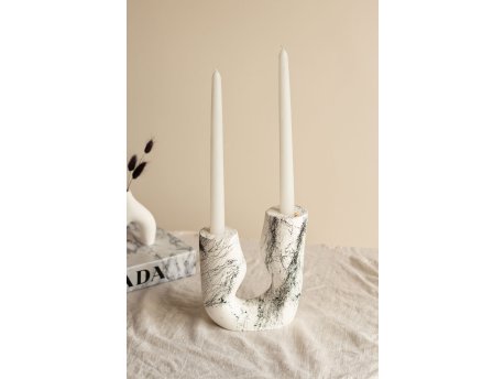 WALLXPERT Svećnjak i sveće set Asymmetric White Marble