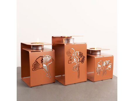 WALLXPERT Set svećnjaka Ginkgo Tealight APT549 Red