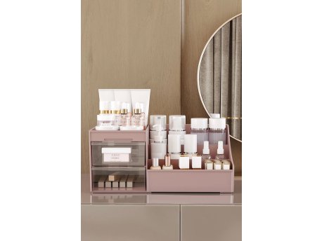 WALLXPERT Organizer za šminku Elegance Rose Gold Transparent