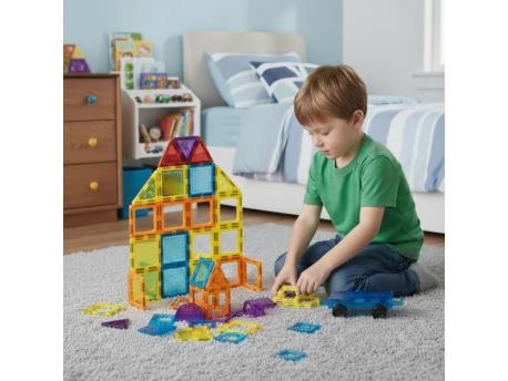 ECO TOYS Set magnetnih kocki za decu ? kua i auto, 45 delova