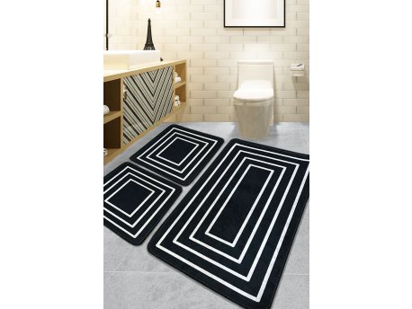 L`ESSENTIEL MAISON Set 3 prostirke za kupatilo Wale Black