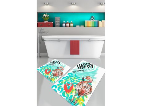 L`ESSENTIEL MAISON Set 2 prostirke za kupatilo Happy Flamingo