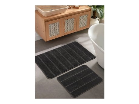 L`ESSENTIEL MAISON Set 2 prostirke za kupatilo Yeni Cizgili Anthracite