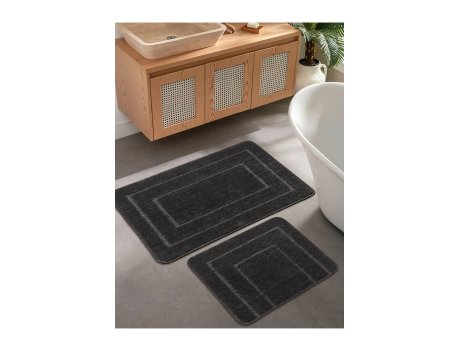 L`ESSENTIEL MAISON Set 2 prostirke za kupatilo Cerceve Anthracite