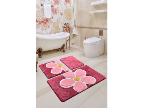 L`ESSENTIEL MAISON Set 3 prostirke za kupatilo Flower Fuchsia