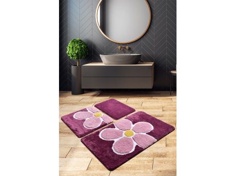 L`ESSENTIEL MAISON Set 3 prostirke za kupatilo Flower Purple