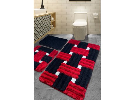 L`ESSENTIEL MAISON Set 3 prostirke za kupatilo Piazza Red