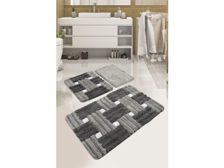 L`ESSENTIEL MAISON Set 3 prostirke za kupatilo Piazza Grey