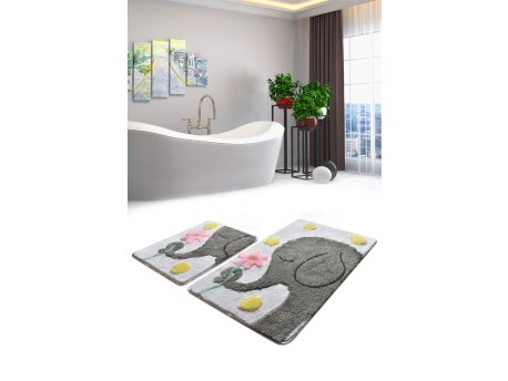 L`ESSENTIEL MAISON Set 2 prostirke za kupatilo Buyuk Fil Grey