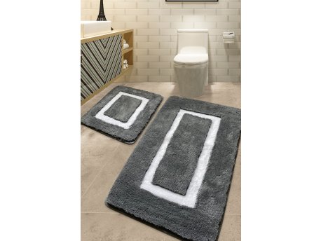 L`ESSENTIEL MAISON Set 2 prostirke za kupatilo Quadrato Frame Anthracite