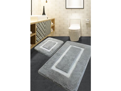 L`ESSENTIEL MAISON Set 2 prostirke za kupatilo Quadrato Frame Grey