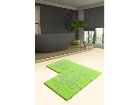 L`ESSENTIEL MAISON Set 2 prostirke za kupatilo Puzzle Neon Green