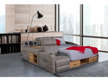 HANAH HOME Bračni krevet Whesley Smart Brown