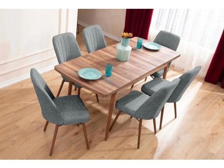 HANAH HOME Set Trpezarijski sto i 6 stolica Lidyana Grey