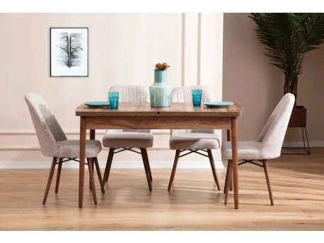 HANAH HOME Set Trpezarijski sto i 4 stolice Lidyana Cream