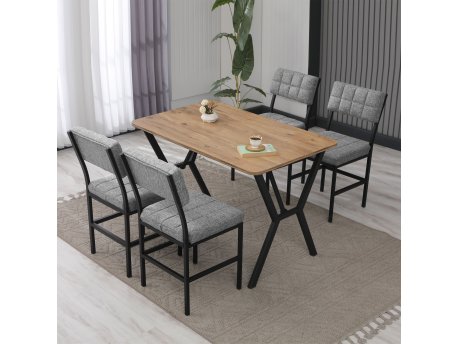 HANAH HOME Set Trpezarijski sto i 4 stolice Dubai Grey Walnut