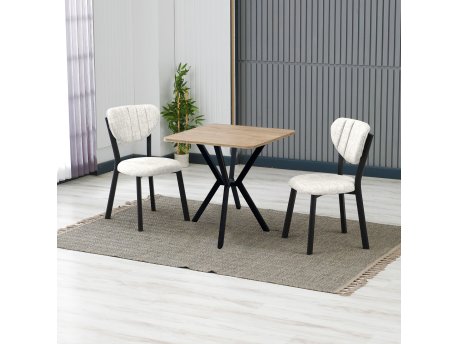 HANAH HOME Set Trpezarijski sto i 2 stolice Elma Cream Walnut